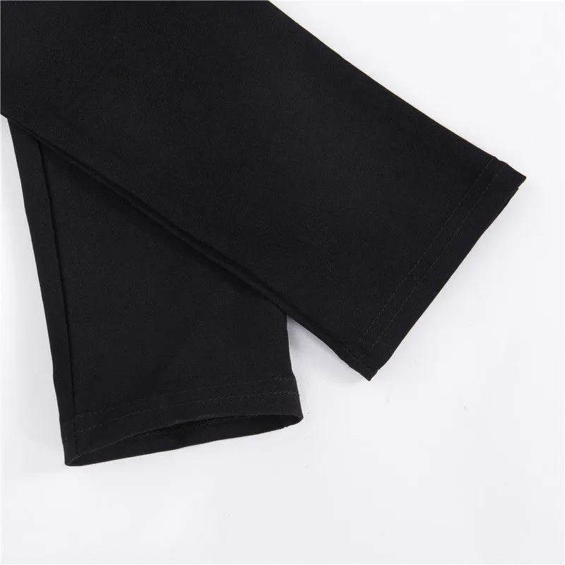 Pentagram hollow cut bandage pencil pants high waist tight fit zipper stretchable jeans casual pants for gothic streetwear