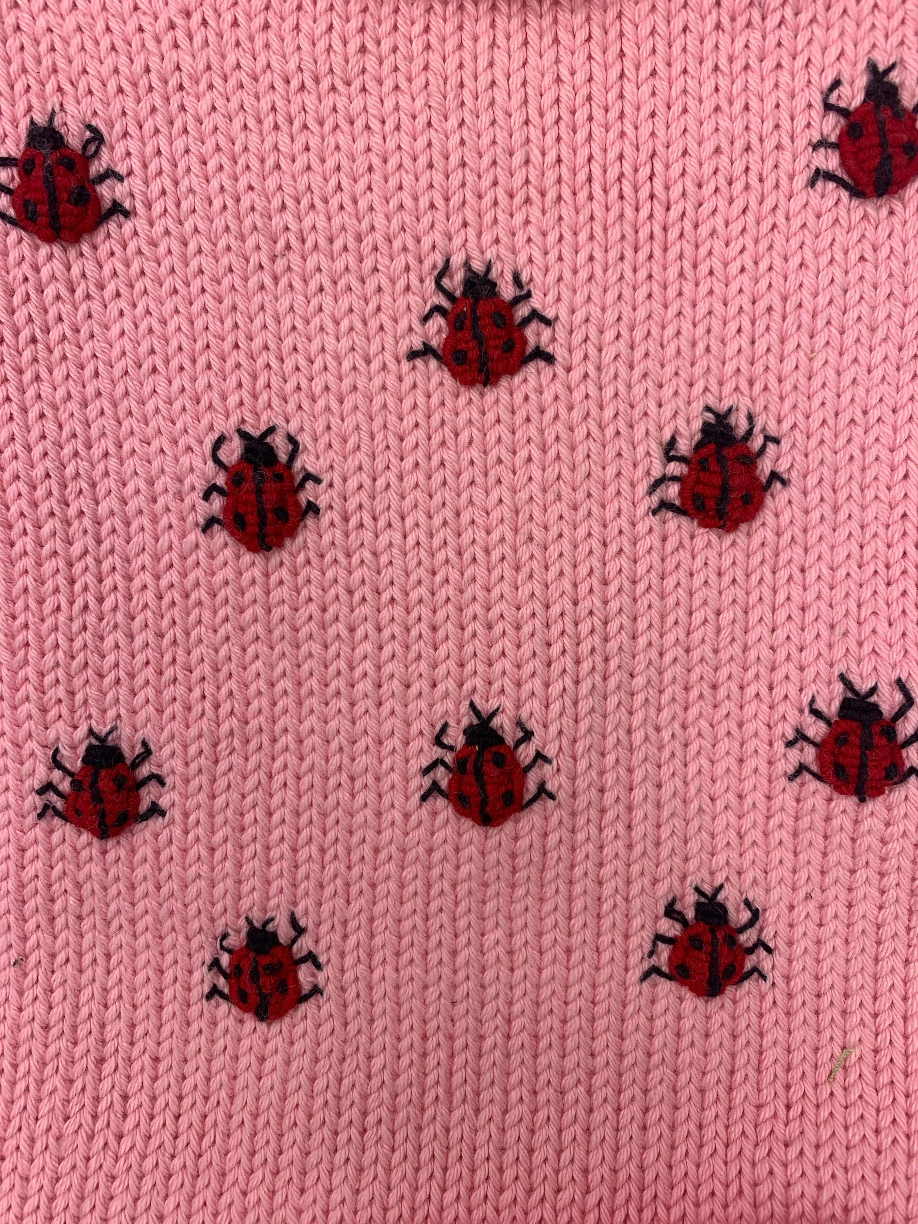 Pink Ladybug Roll Neck Sweater