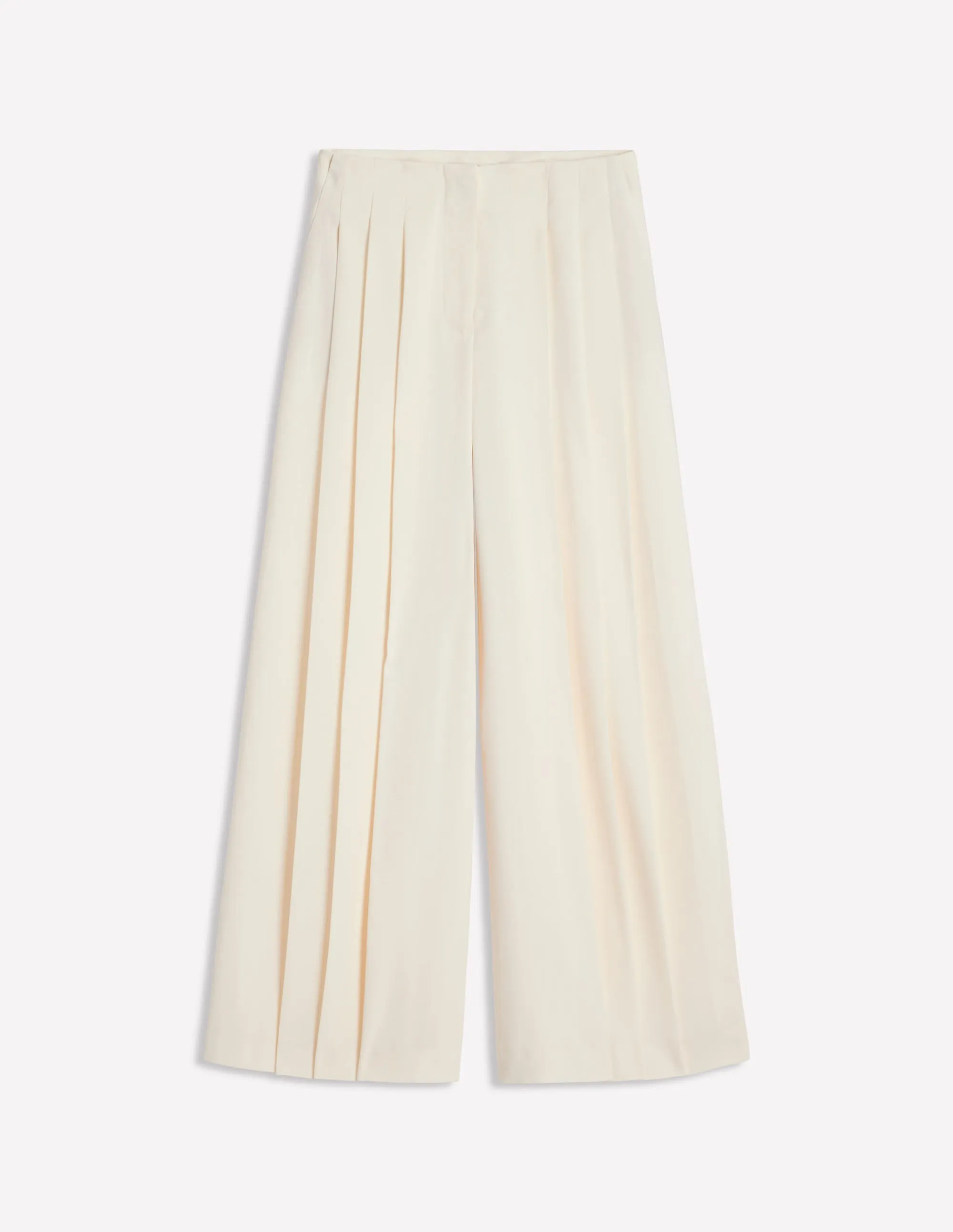 Pleated Wide Leg Trousers-Ivory