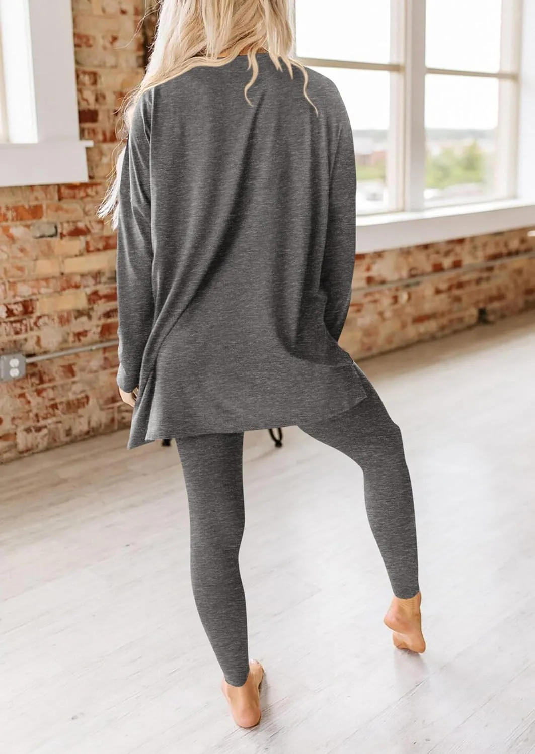 PRETTYGARDEN Women's 2 Piece Outfits Casual Long Sleeve Tunic Tops Legging Pants Matching Lounge Sets Sweatsuits