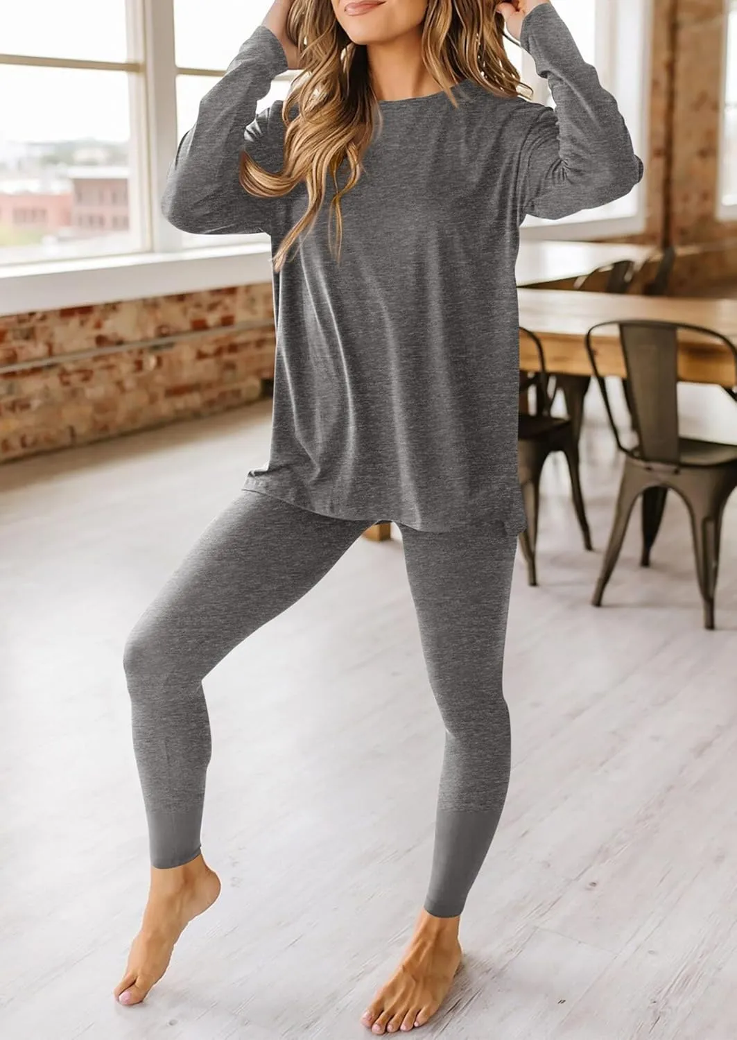 PRETTYGARDEN Women's 2 Piece Outfits Casual Long Sleeve Tunic Tops Legging Pants Matching Lounge Sets Sweatsuits
