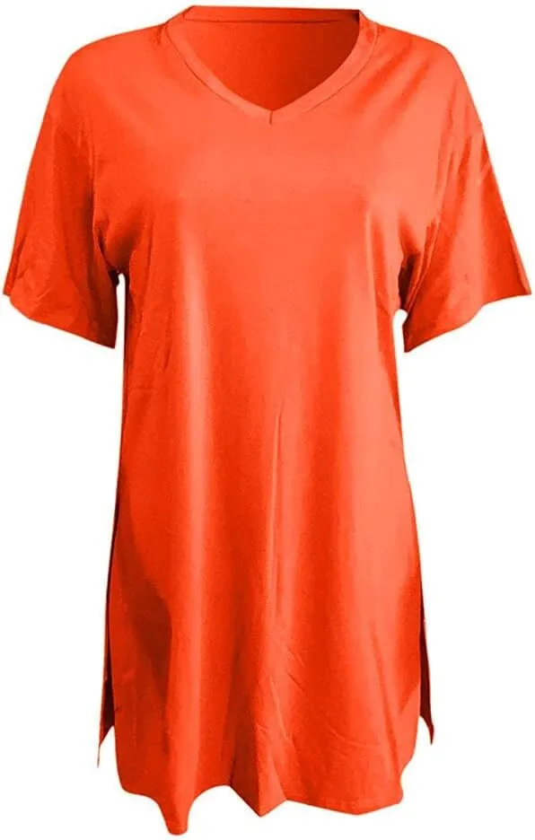 qfmqkpi Womens Casual 2 Piece Outfits V Neck Side Split Tops and Shorts Set Tracksuit