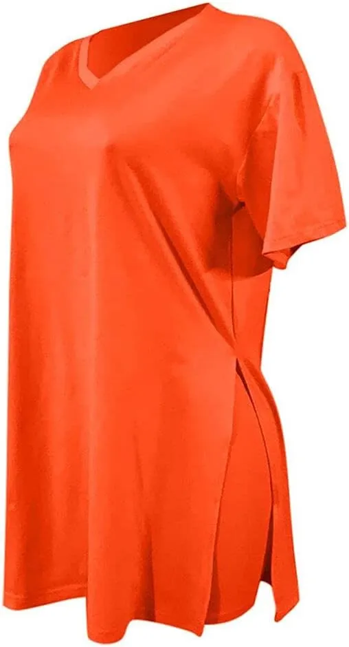qfmqkpi Womens Casual 2 Piece Outfits V Neck Side Split Tops and Shorts Set Tracksuit