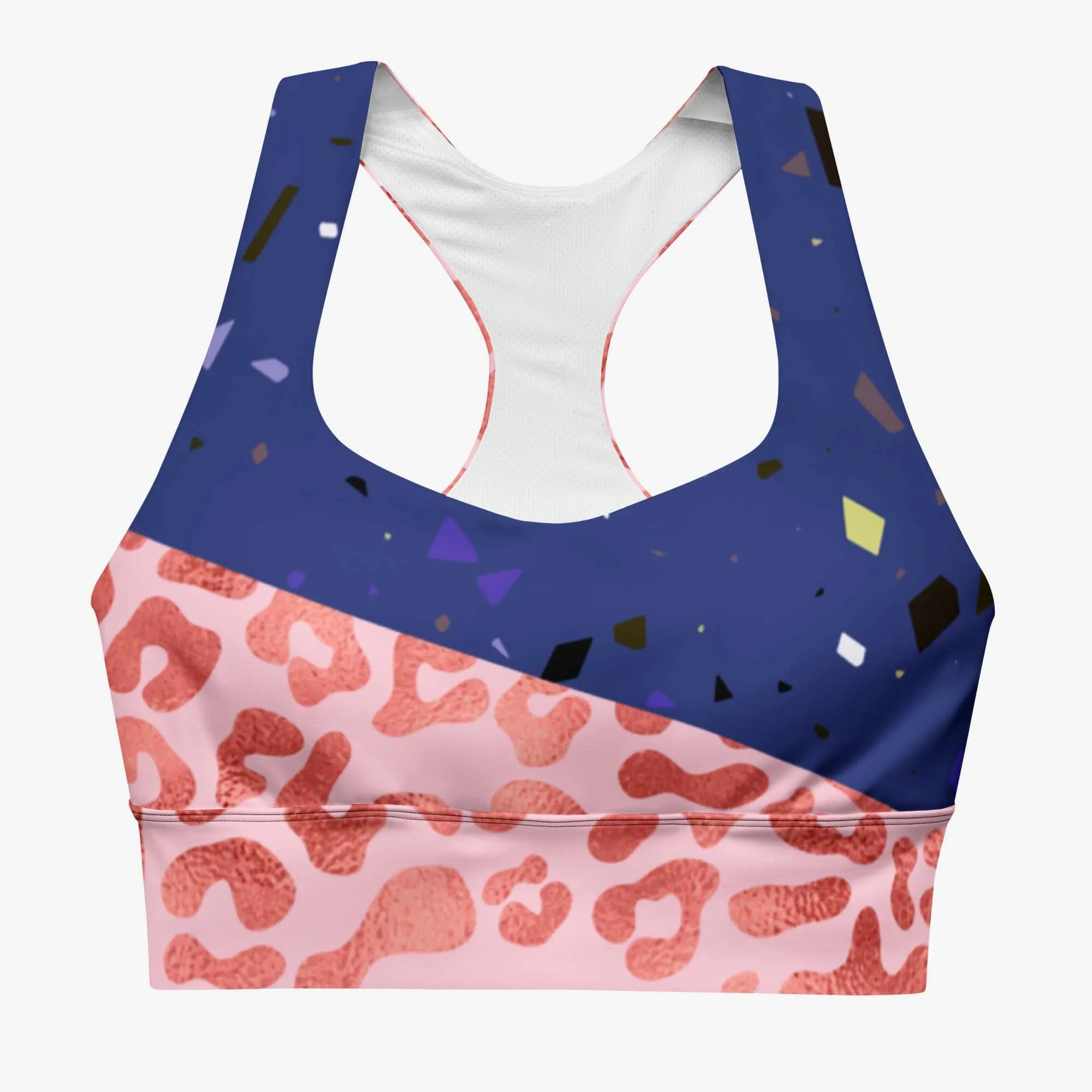 Recycled High Impact Bra "Wild Confetti" Blue/Rose Gold