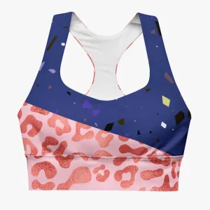 Recycled High Impact Bra "Wild Confetti" Blue/Rose Gold