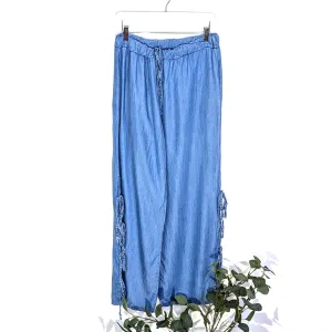 Relaxed lyocell straight leg trousers with tie side (M)
