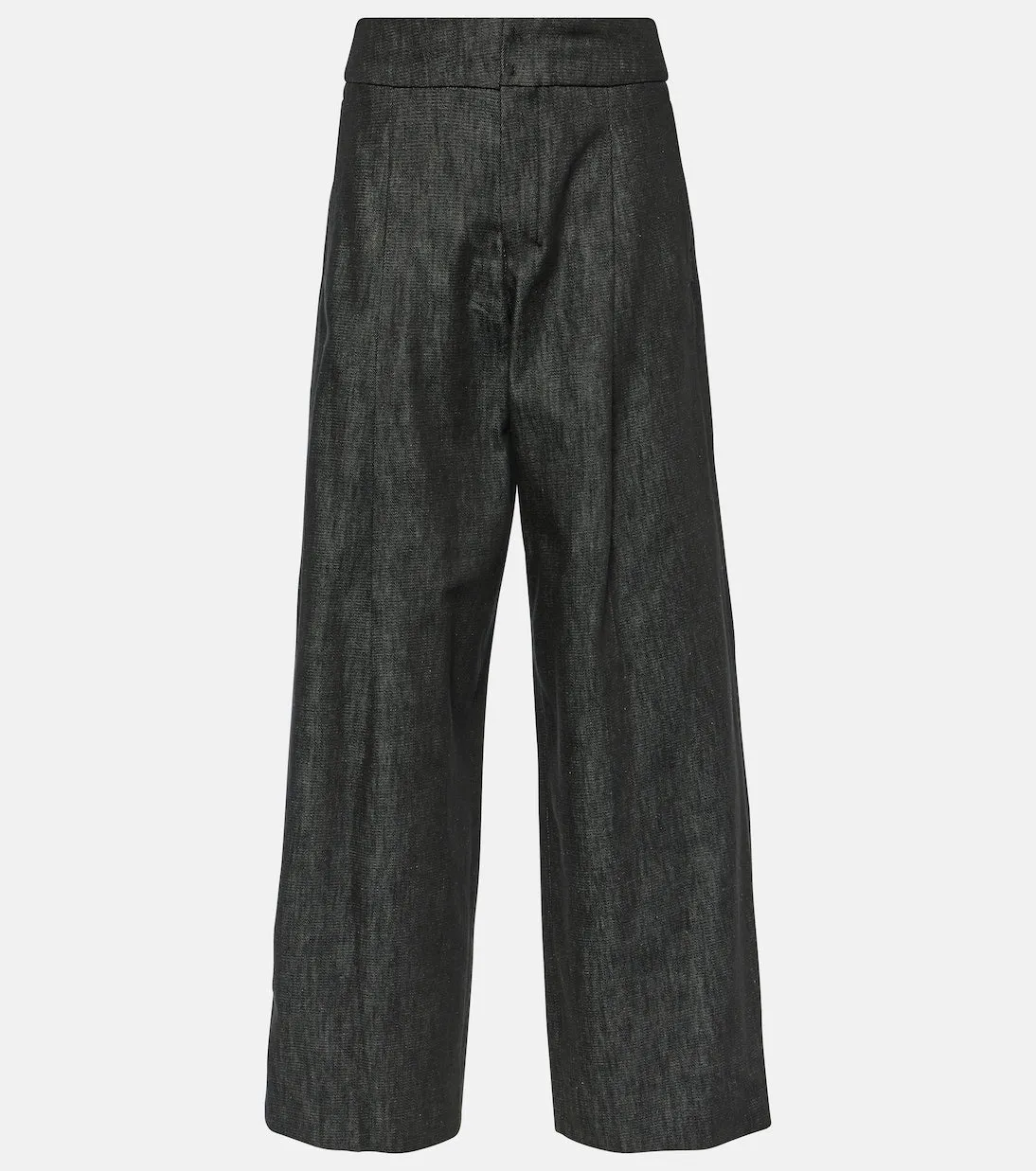 'S Max Mara Athos Wide Leg Chambray Pants, Black