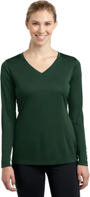 Sport-Tek Ladies Long Sleeve PosiCharge Competitor V-Neck Tee. LST353LS - Black