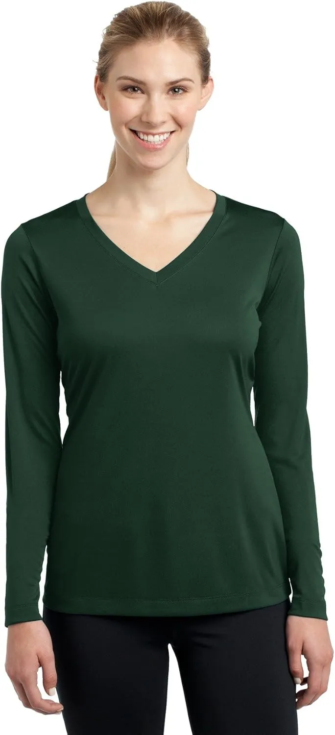 Sport-Tek Ladies Long Sleeve PosiCharge Competitor V-Neck Tee. LST353LS - Black