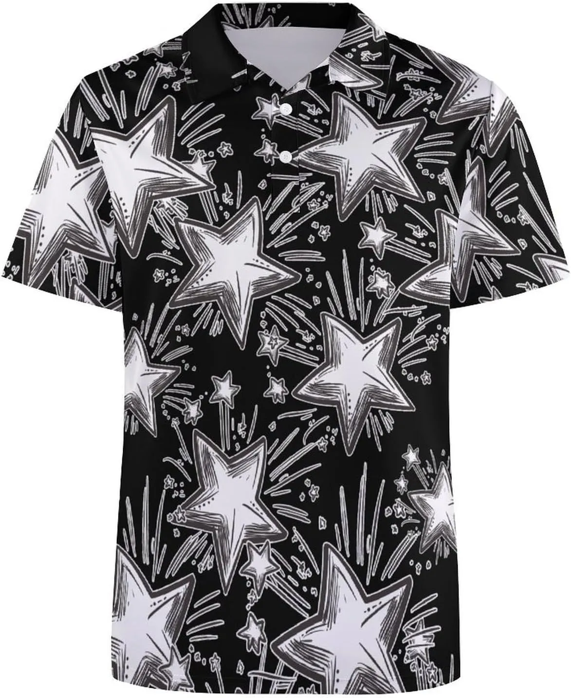 Stars Fireworks Mens Polo Shirts Quick Dry Short Sleeve T-shirts Slim Tennis Collared Tees Tops