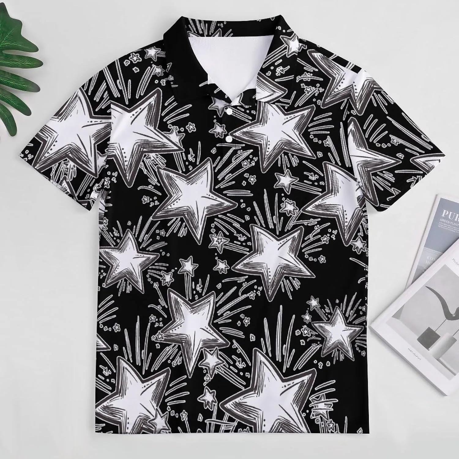 Stars Fireworks Mens Polo Shirts Quick Dry Short Sleeve T-shirts Slim Tennis Collared Tees Tops