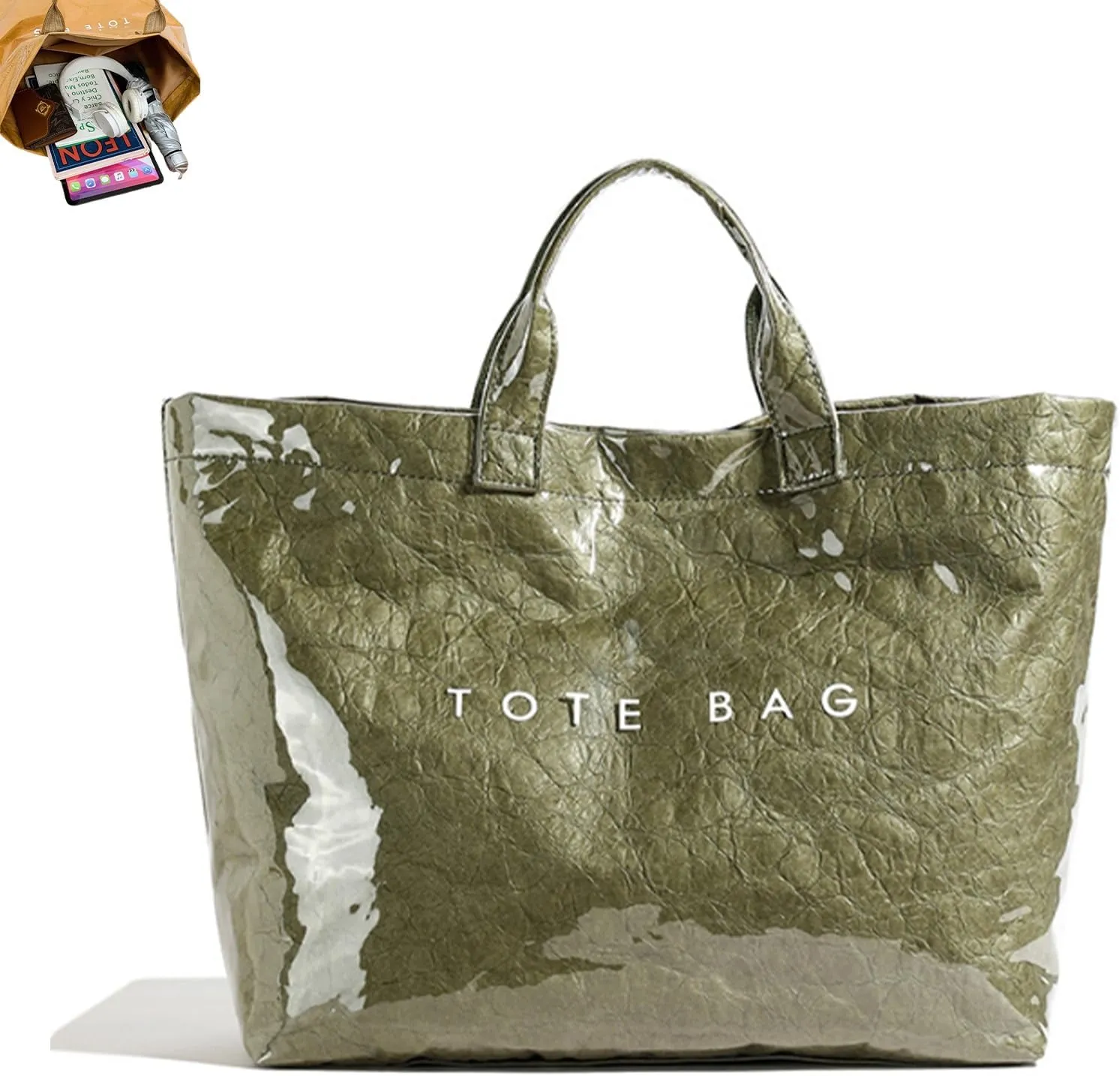 Stellaya Tote Bag, Pvc Women's Letters Print Tote Bag, Stellaya Womens Letters Print Tote, PVC Kraft Paper