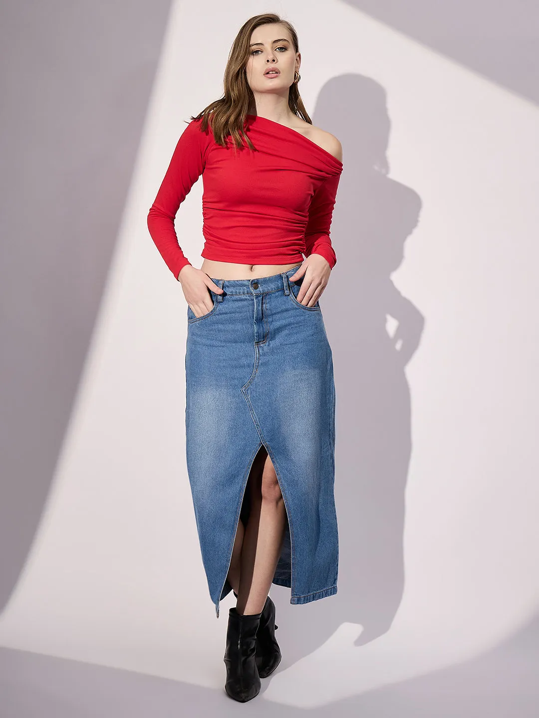 Stretchable Asymmetrical Ruched Top