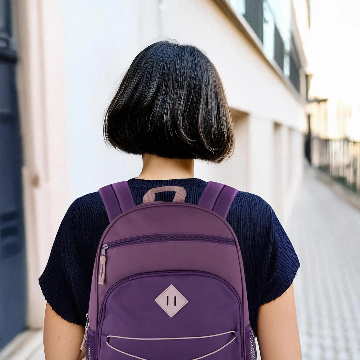 Summit Ridge Backpacks with Bungee Cord Front | 17 Multi Pocket Backpack for Adults, College, Travel (Purple/Lilac)