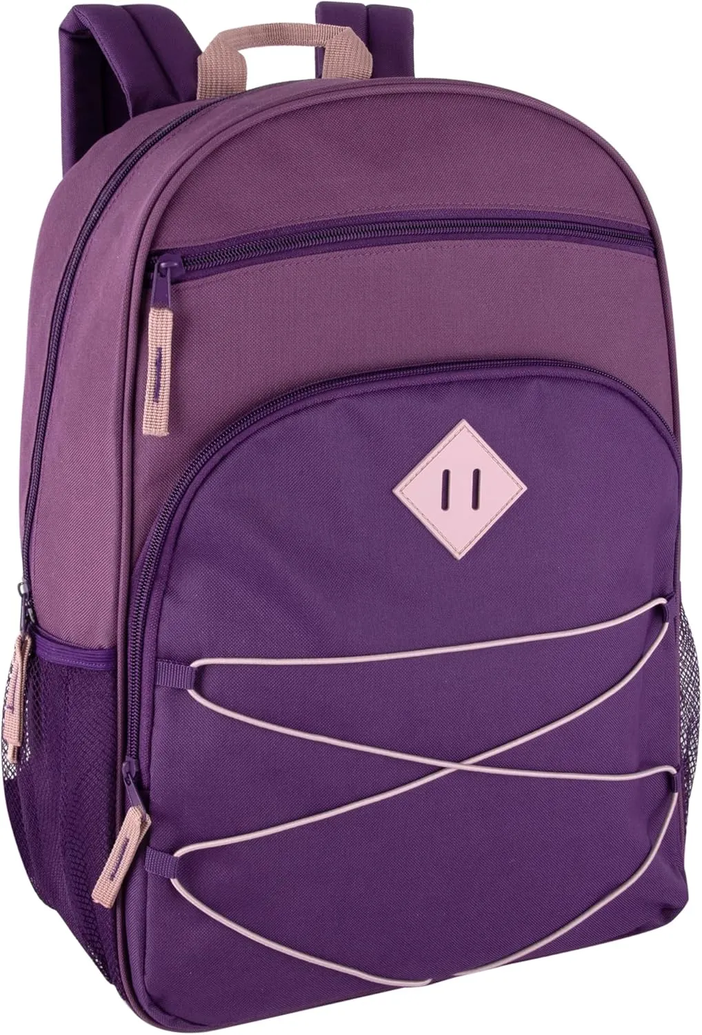 Summit Ridge Backpacks with Bungee Cord Front | 17 Multi Pocket Backpack for Adults, College, Travel (Purple/Lilac)