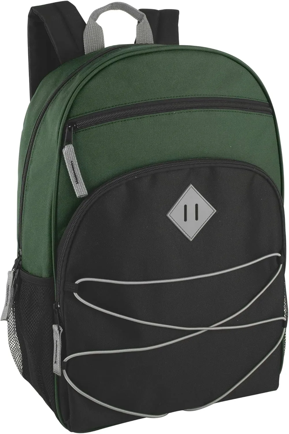 Summit Ridge Boys and Girls School Backpacks with Bungee Cord Front | 17 Multi Pocket Backpack for Kids, Teens, Adults, Travel (Green/Black)