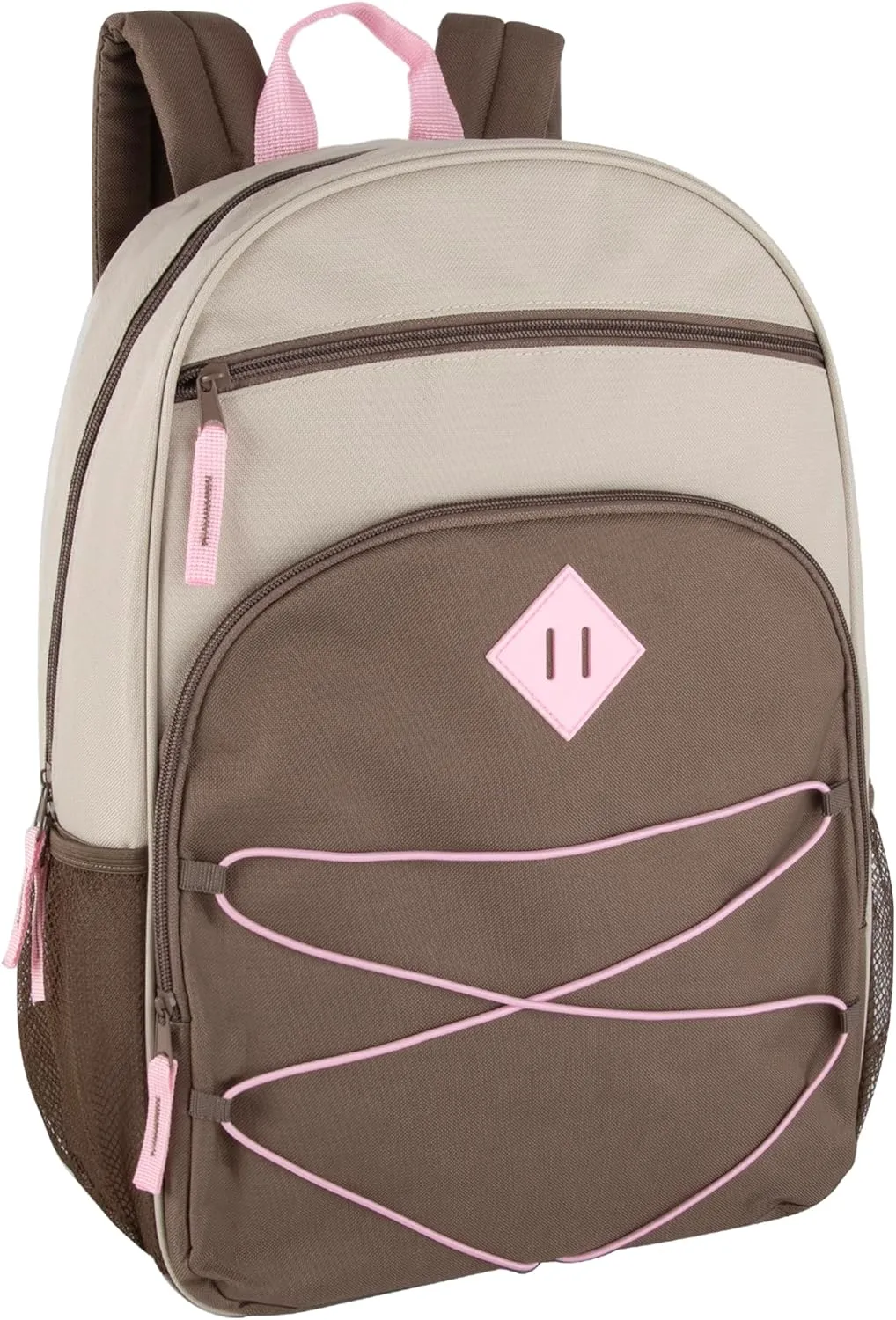 Summit Ridge Boys and Girls School Backpacks with Bungee Cord Front | 17 Multi Pocket Backpack for Kids, Teens, Adults, Travel (Khaki/Brown)