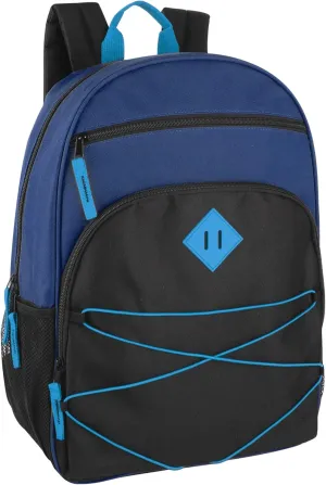 Summit Ridge Boys and Girls School Backpacks with Bungee Cord Front | 17 Multi Pocket Backpack for Kids, Teens, Adults, Travel (Navy/Black)