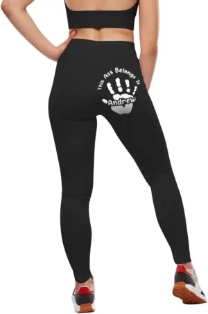 This Ass Belongs to Legging, This Ass is Taken Personalized Leggings for Women- Naughty Gifts for Wife - Personalized Leggings, Personalized Funny Legging, Yoga Pants for Wife Black