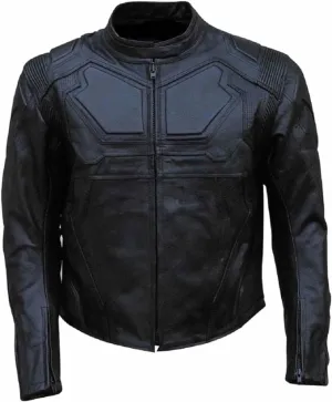 TIPTOP Men's Fashion Oblivion Biker Motorcycle Real Leather Jacket Armor Protection - Black & White Color