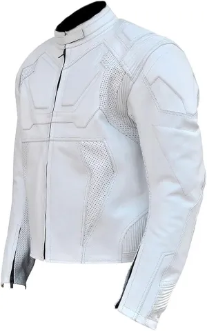 TIPTOP Men's Fashion Oblivion Biker Motorcycle Real Leather Jacket Armor Protection - Black & White Color