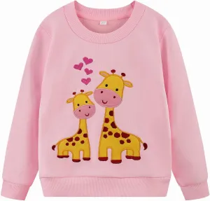 Toddler Baby Girls Sweatshirts Kids Winter Clothes Casual Long Sleeve Shirts Crewneck Pullover Sweater Tops 2T-7T