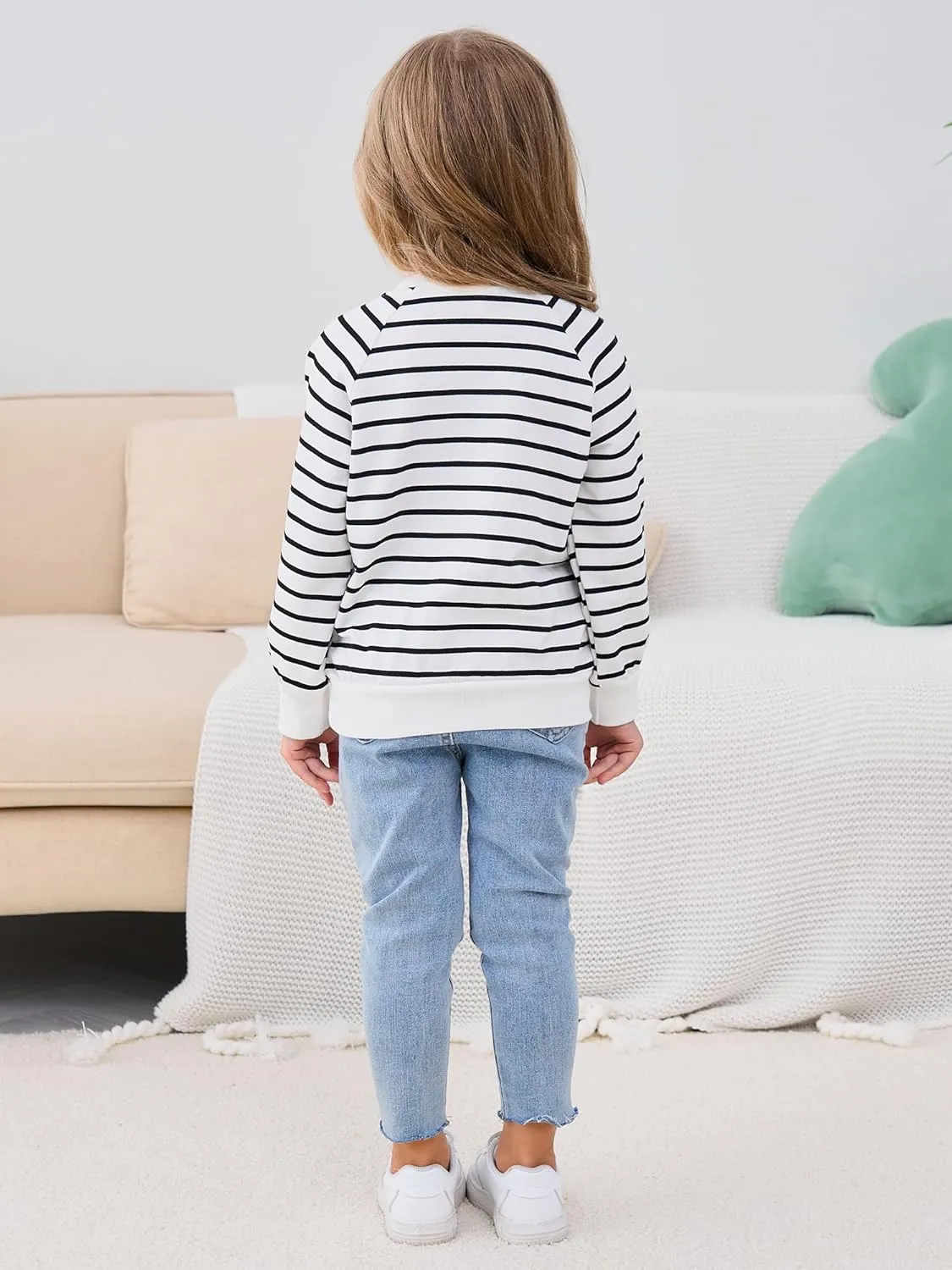 Toddler Baby Girls Sweatshirts Kids Winter Clothes Casual Long Sleeve Shirts Crewneck Pullover Sweater Tops 2T-7T