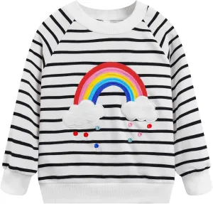 Toddler Baby Girls Sweatshirts Kids Winter Clothes Casual Long Sleeve Shirts Crewneck Pullover Sweater Tops 2T-7T