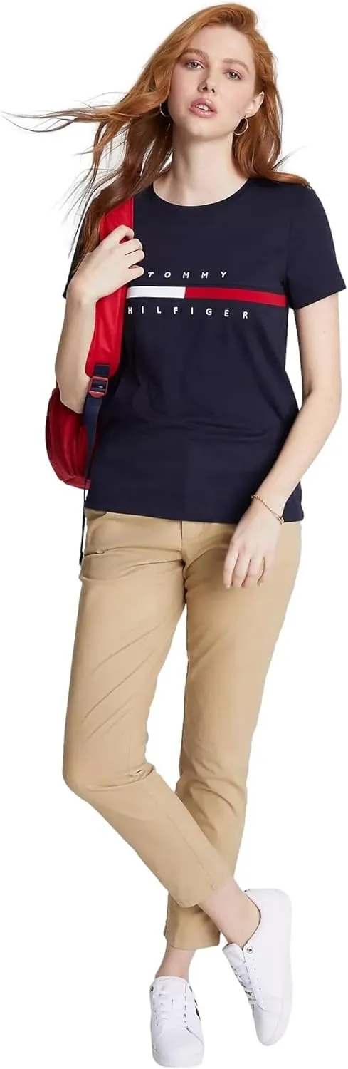 Tommy Hilfiger Women's Performance Cotton T-Shirt  Lightweight Graphic Tees