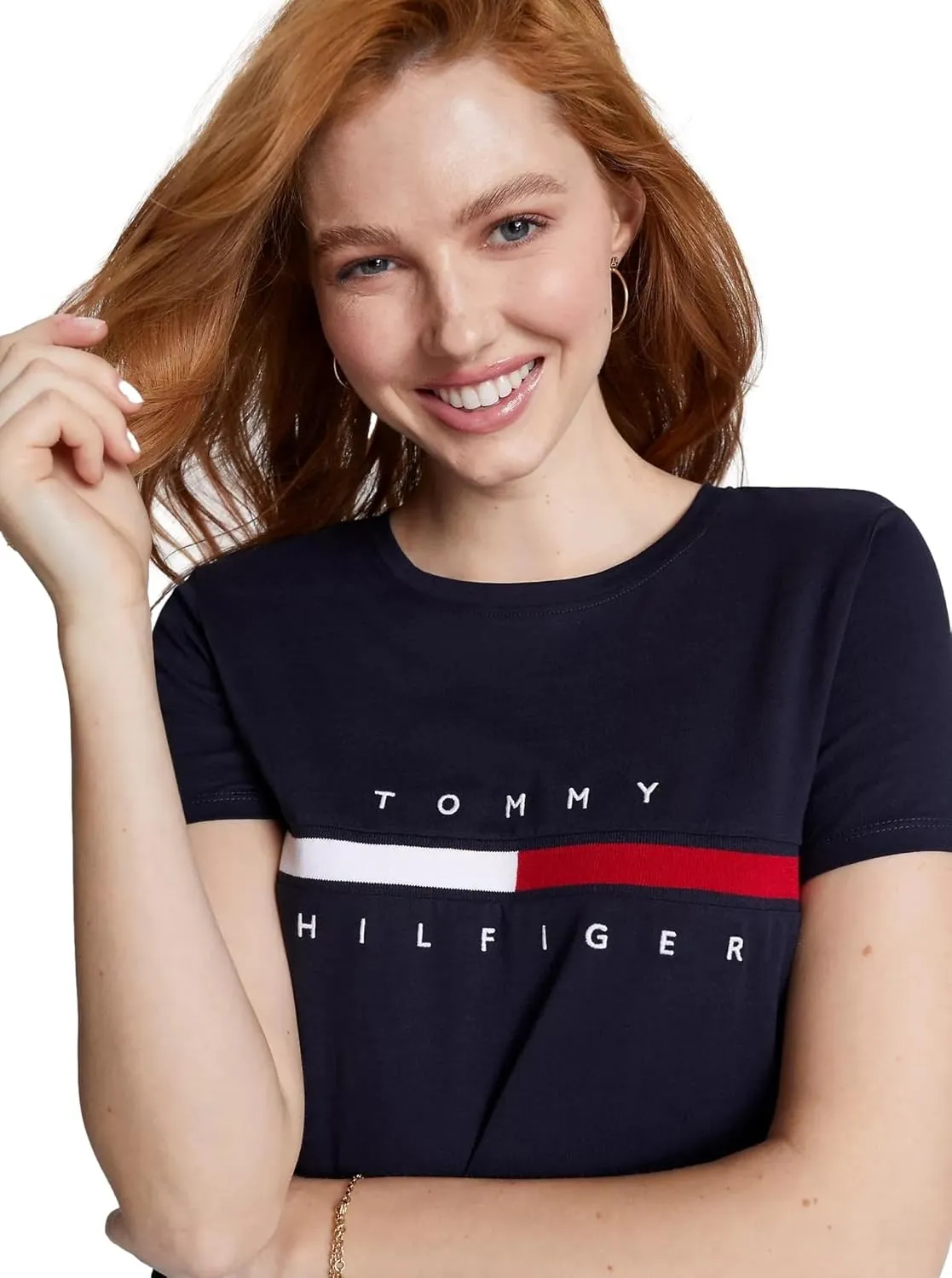 Tommy Hilfiger Women's Performance Cotton T-Shirt  Lightweight Graphic Tees