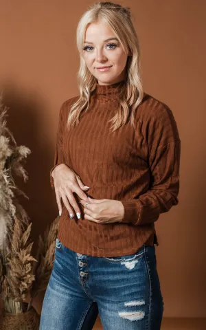 Walnut Mock Neck Top - Final Sale