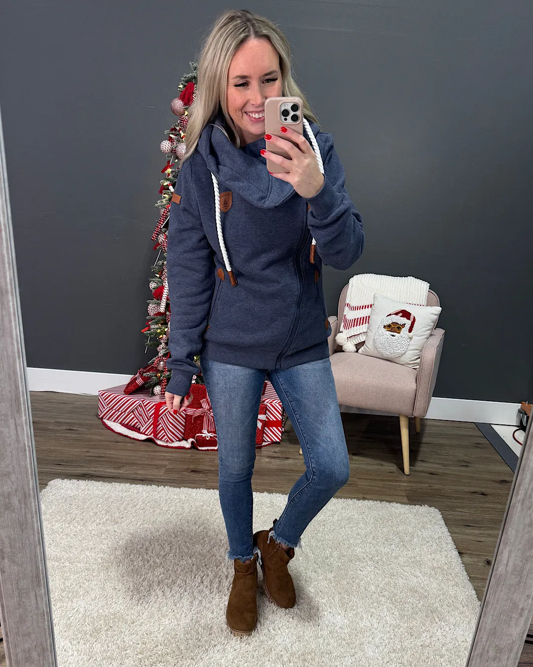 Wanakome Athena Full Zip Hoodie - Navy