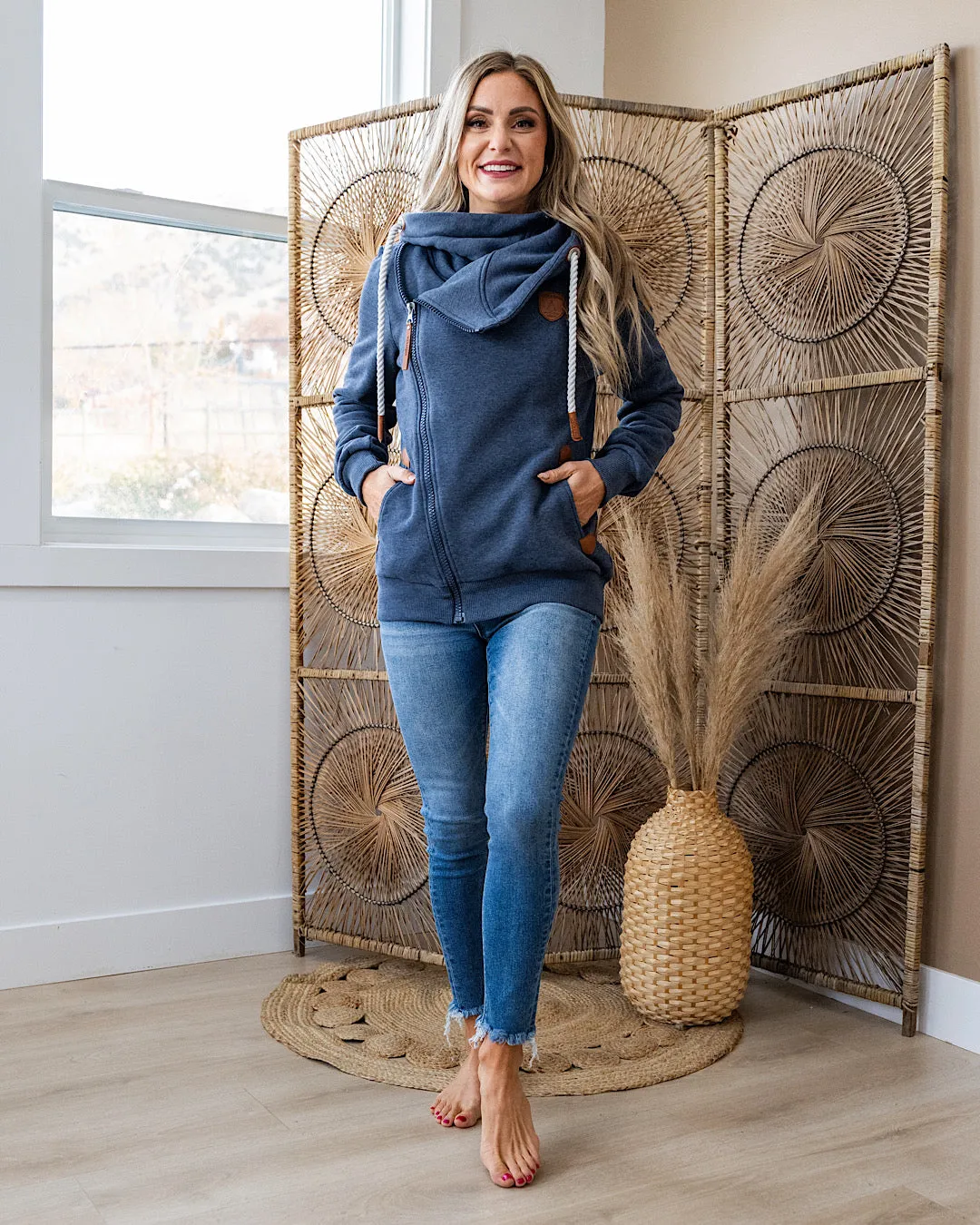 Wanakome Athena Full Zip Hoodie - Navy