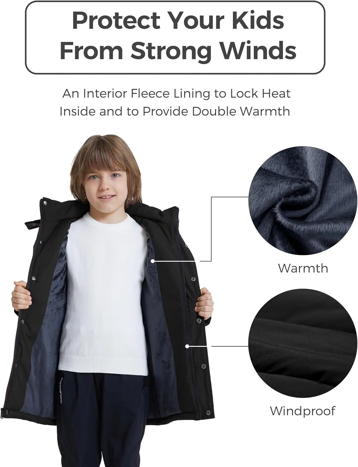 wantdo Boys' Winter Coat Long Puffer Jacket Warm Parka with Removeable Faux Fur Hood