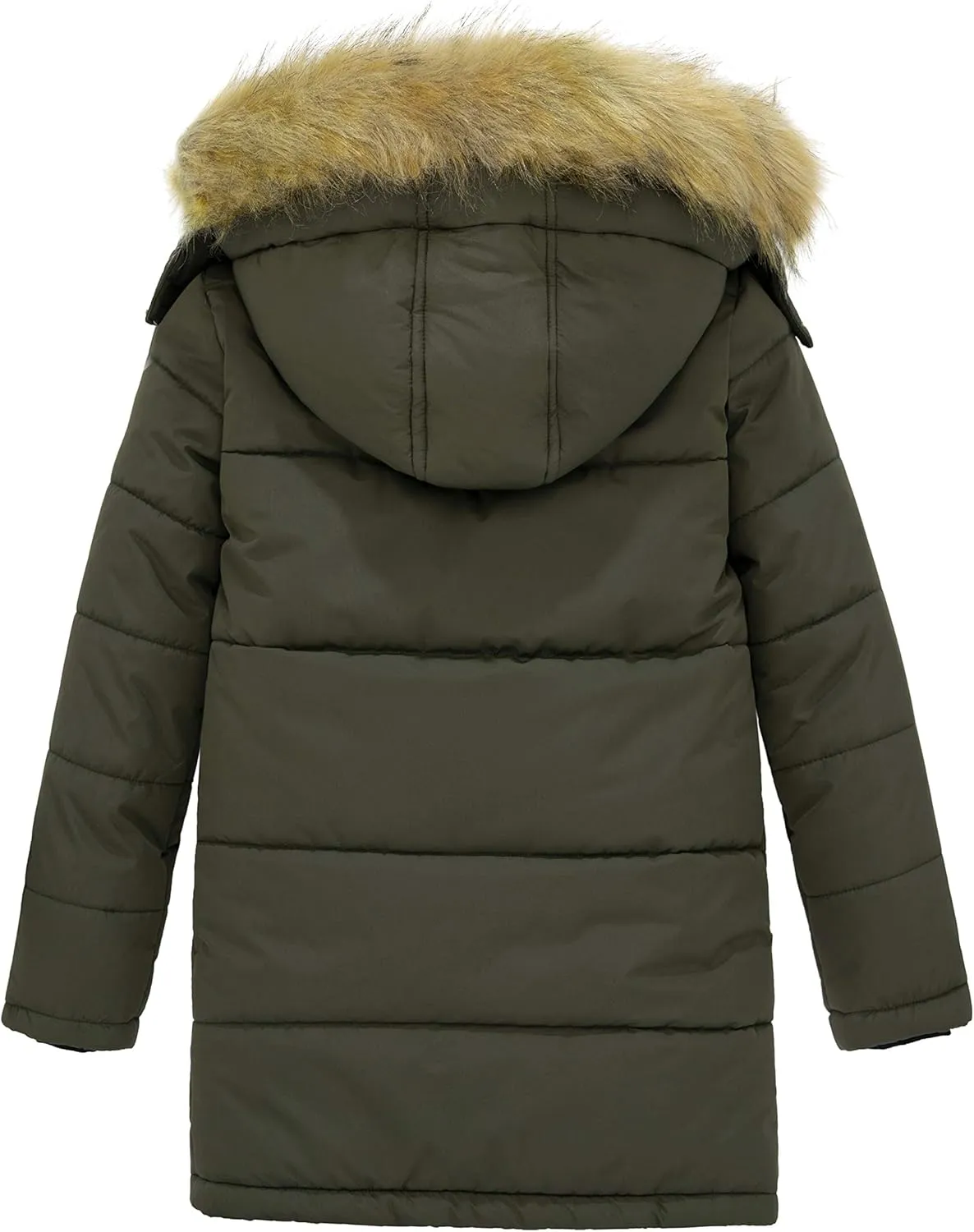 wantdo Boys' Winter Coat Long Puffer Jacket Warm Parka with Removeable Faux Fur Hood