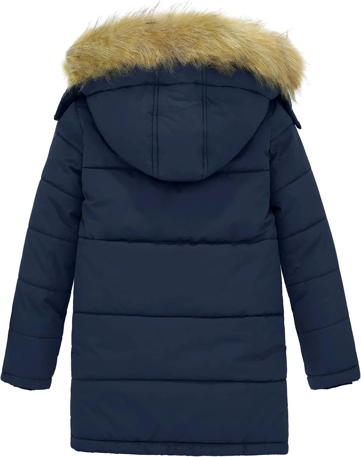 wantdo Boys' Winter Coat Long Puffer Jacket Warm Parka with Removeable Faux Fur Hood