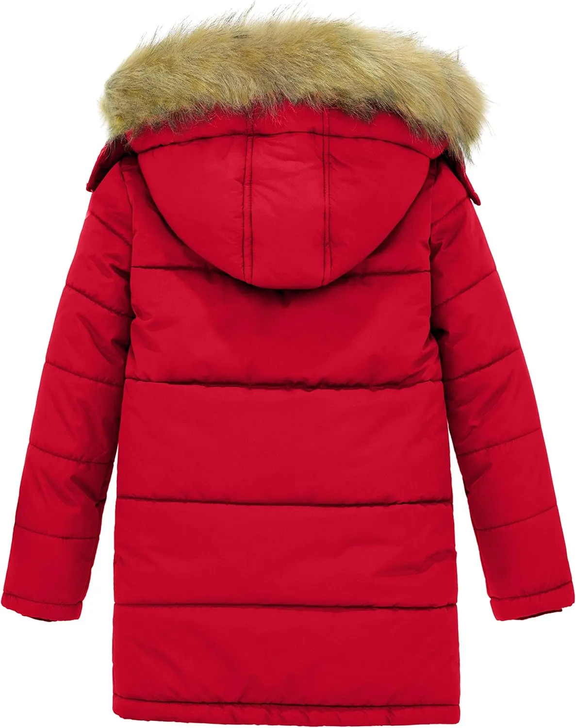 wantdo Boys' Winter Coat Long Puffer Jacket Warm Parka with Removeable Faux Fur Hood