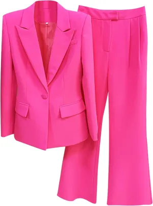 Women 2 Piece Outfits Dressy Blazer Jackets High Waisted Wide Leg Pants Suits Set Casual Business Work Wear