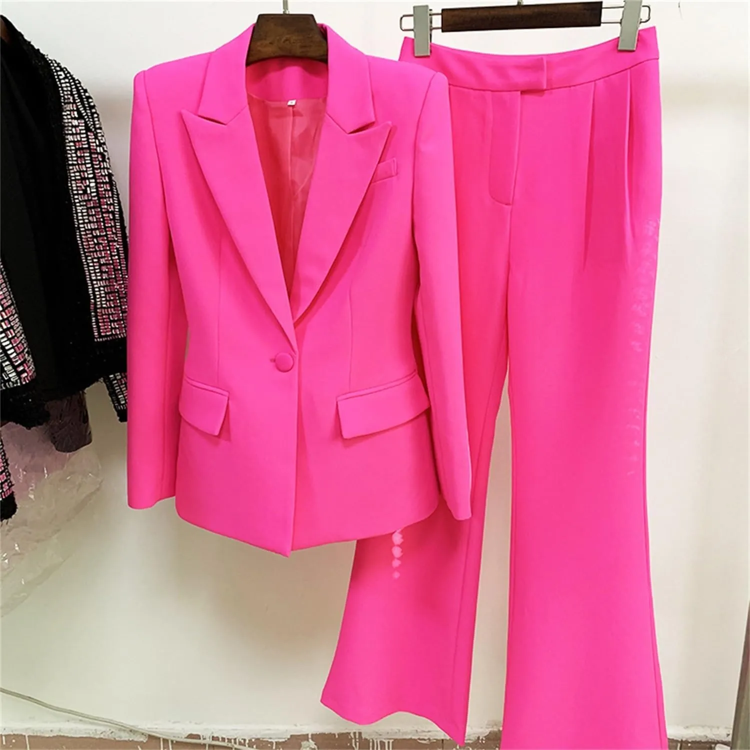 Women 2 Piece Outfits Dressy Blazer Jackets High Waisted Wide Leg Pants Suits Set Casual Business Work Wear