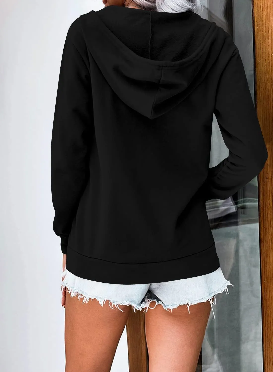 Women Hoodies Pullover Casual Thin Sweatshirts with Pockets Loose Fit Long Sleeve Drawstring Design Hoody Sweatshirt