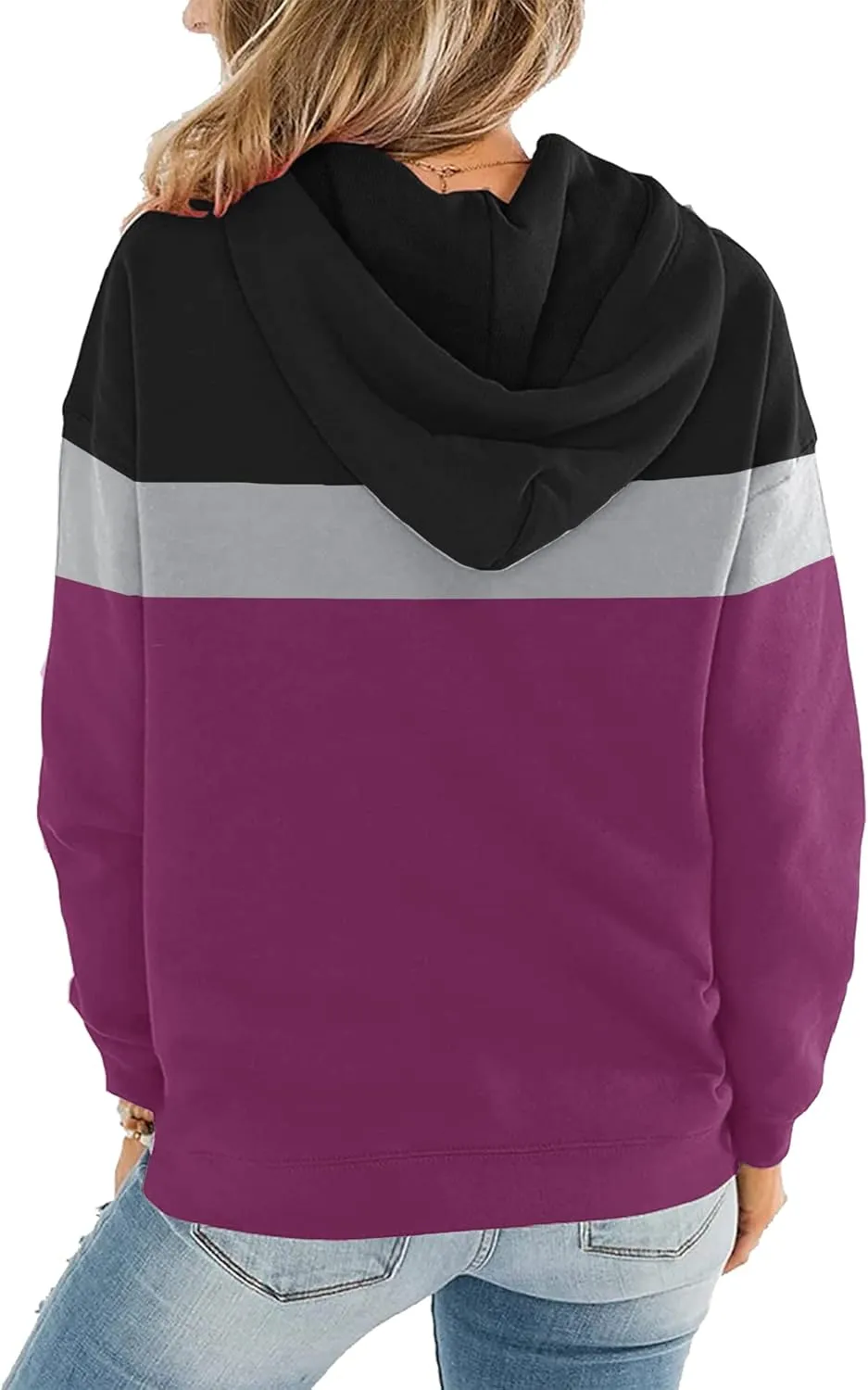 Women Hoodies Pullover Casual Thin Sweatshirts with Pockets Loose Fit Long Sleeve Drawstring Design Hoody Sweatshirt
