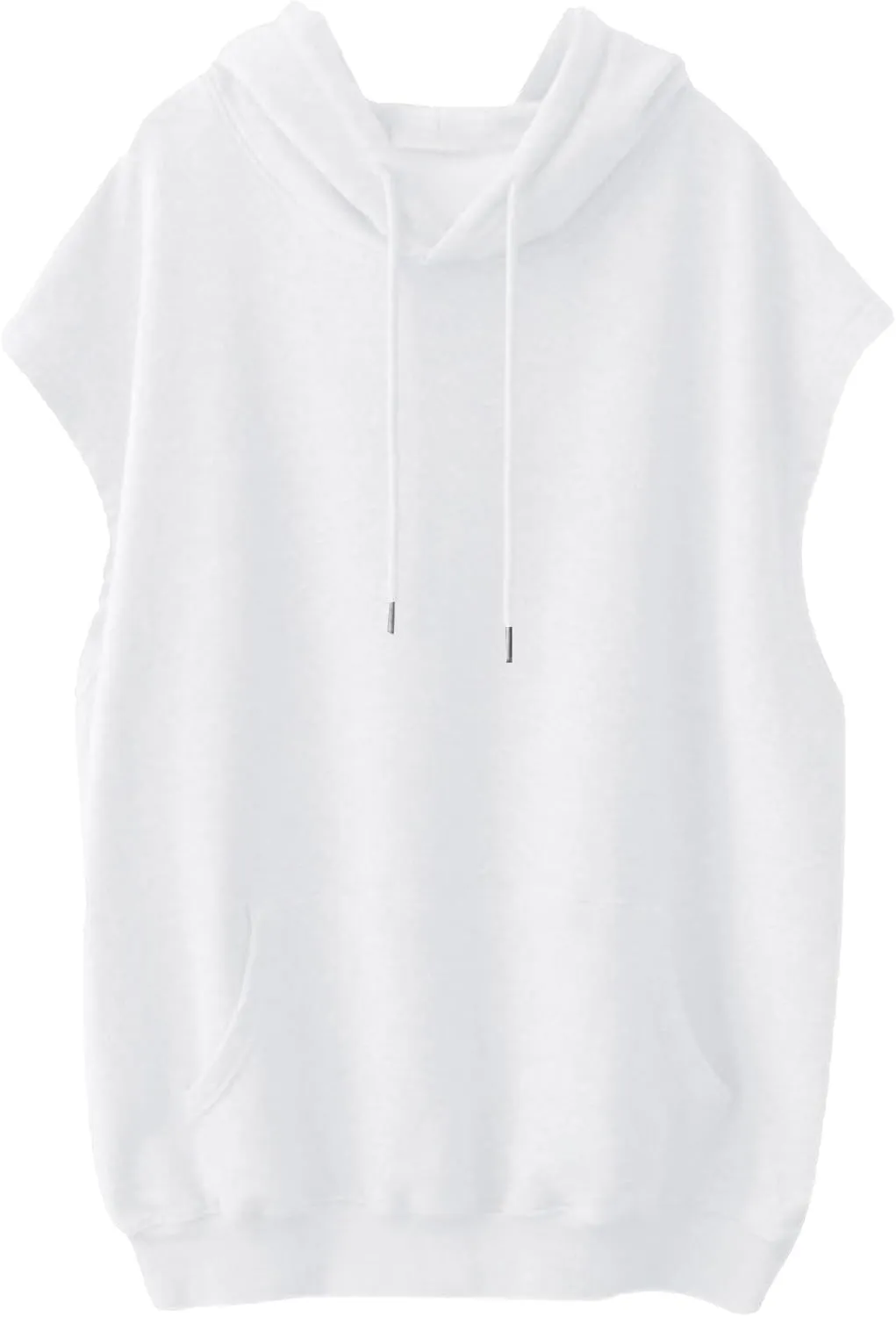 Women Oversized Drawstring Hooded Sweatshirt Sleeveless Solid Color Pullover Top Workout Athletic Hoodies with Pocket