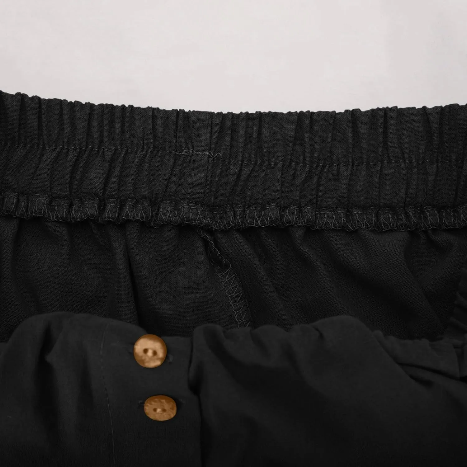 Womens Cotton Linen Capri Trousers with Elasticated Waist, Summer Capri Pants Breathable 3/4 Length Trouser with Pocket
