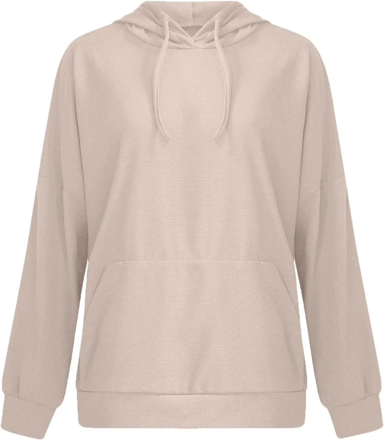 Womens Hoodies Long Sleeve Solid Drawstring Split Side Ribbed Knit Fall Oversized Sweatshirt for Women with Pocket