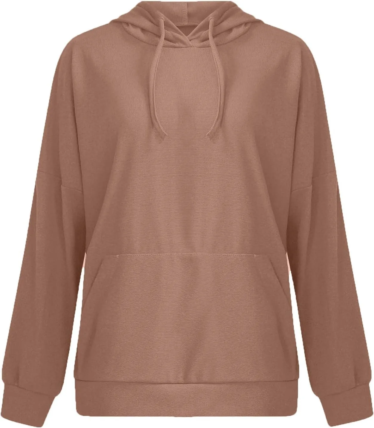 Womens Hoodies Long Sleeve Solid Drawstring Split Side Ribbed Knit Fall Oversized Sweatshirt for Women with Pocket