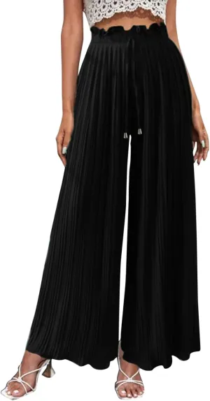 Womens Work Pants Wide Leg Casual High Waist Loose Elastic Pants Elastic Waist Breathable Vacation Comfort Trousers