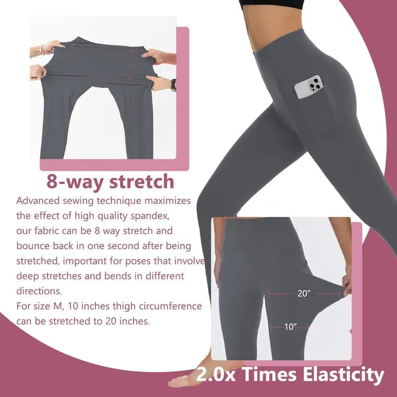Womens Yoga Pants High Waisted Tummy Control Yoga Leggings Workout Leggings with Pockets Running Gym