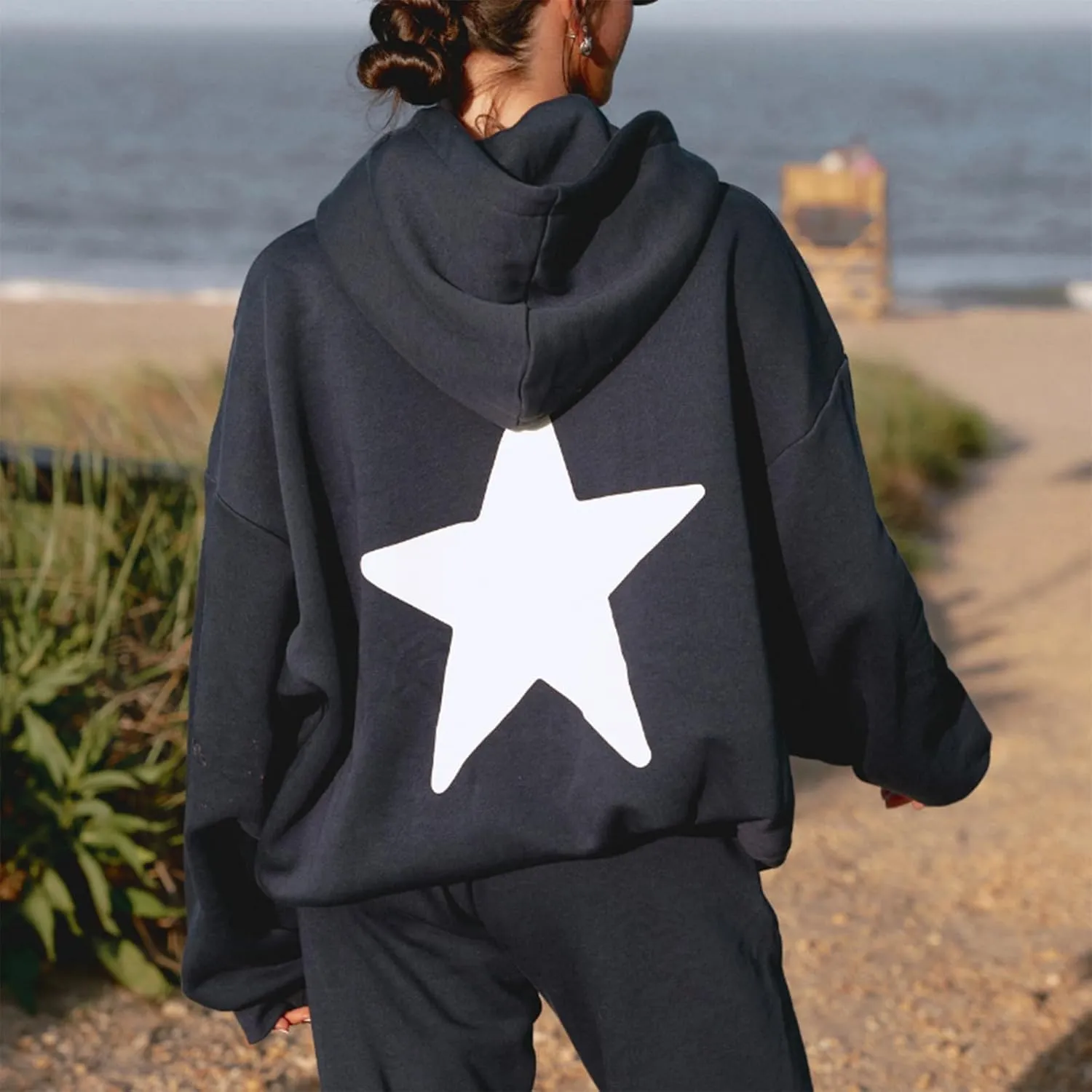 Y2k Hoodies Teen Girls Oversized Graphic Sweatshirt Women Long Sleeve Pullover Top Embroidery Preppy Sweater