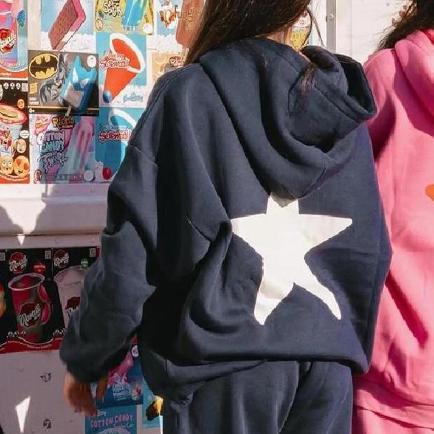 Y2k Hoodies Teen Girls Oversized Graphic Sweatshirt Women Long Sleeve Pullover Top Embroidery Preppy Sweater