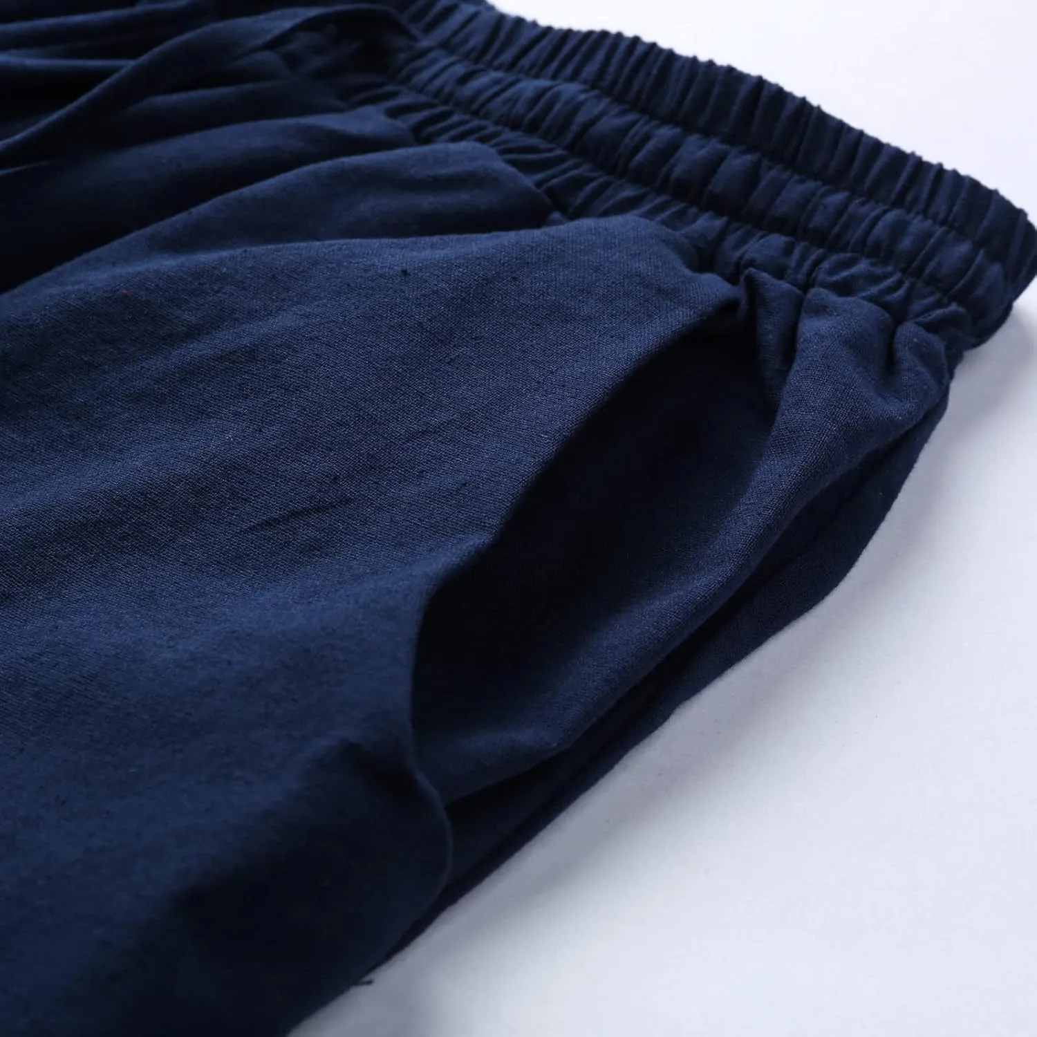 YOLAI Women's Cotton Linen Loose Pants Casual Wide Leg Trouser Solid Color High Waist Drawstring Trousers with Pockets